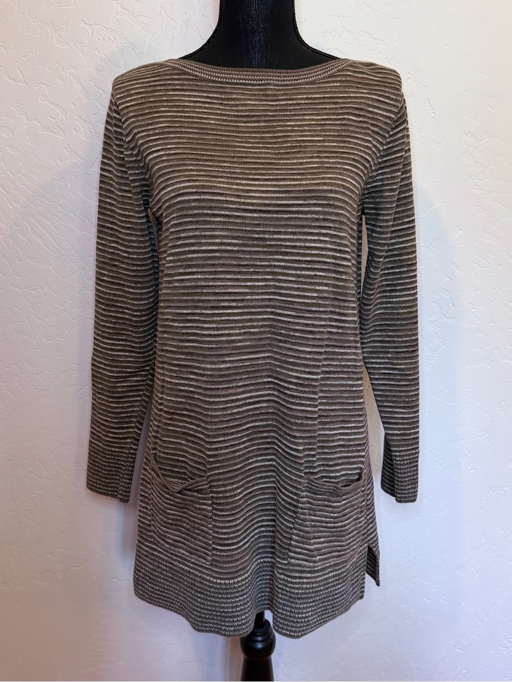 eight eight eight Striped Knit Pullover in Green and Cream Tones